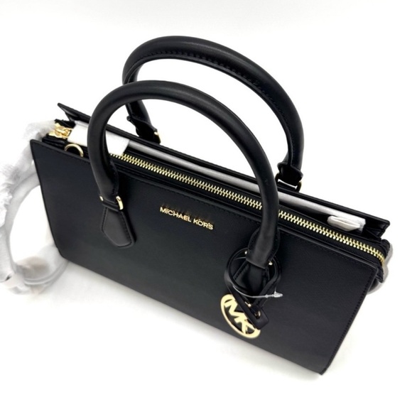 Michael Kors Sheila Medium Satchel Bag & Large Continental Wallet Wristlet Black - Picture 5 of 12